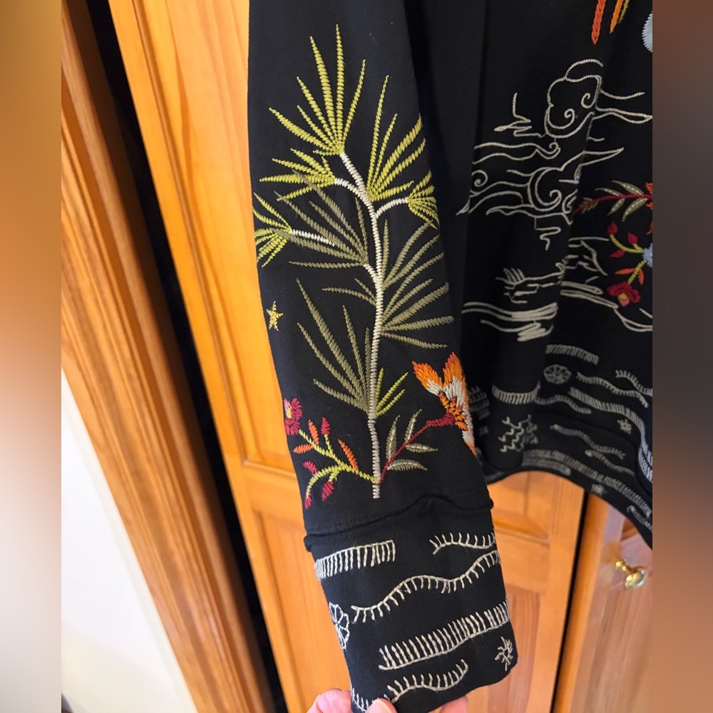 Johnny Was Keone Hooded Hoodie Sweatshirt Tunic Embroidered Tiger Medium 🐅 ☀️ - Picture 5 of 9